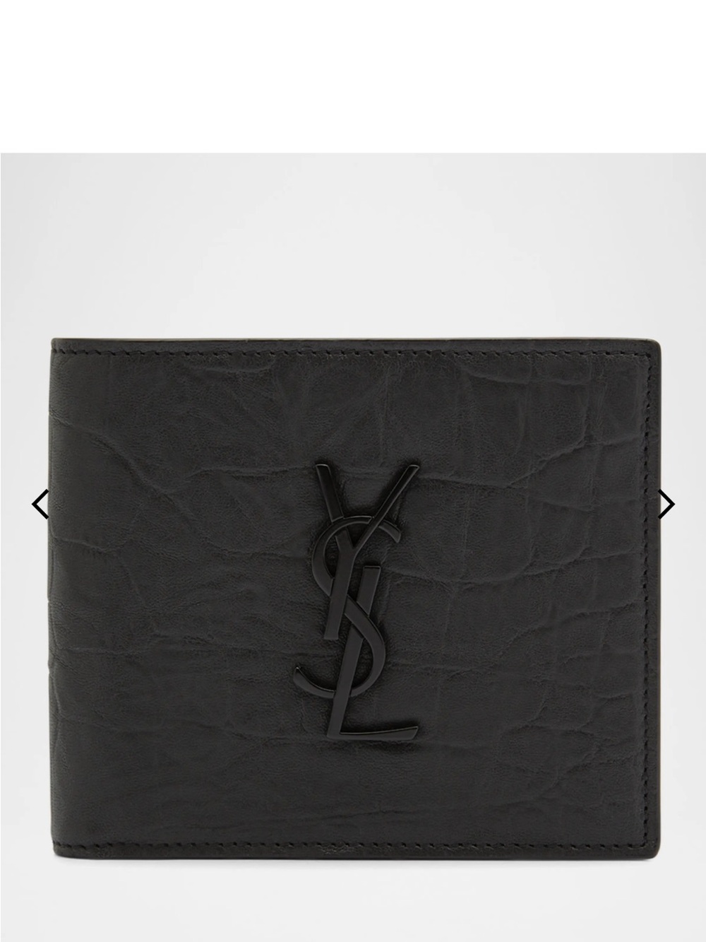 Saint Laurent Black Croc-Embossed Leather Bi-Fold Wallet with Tonal YSL